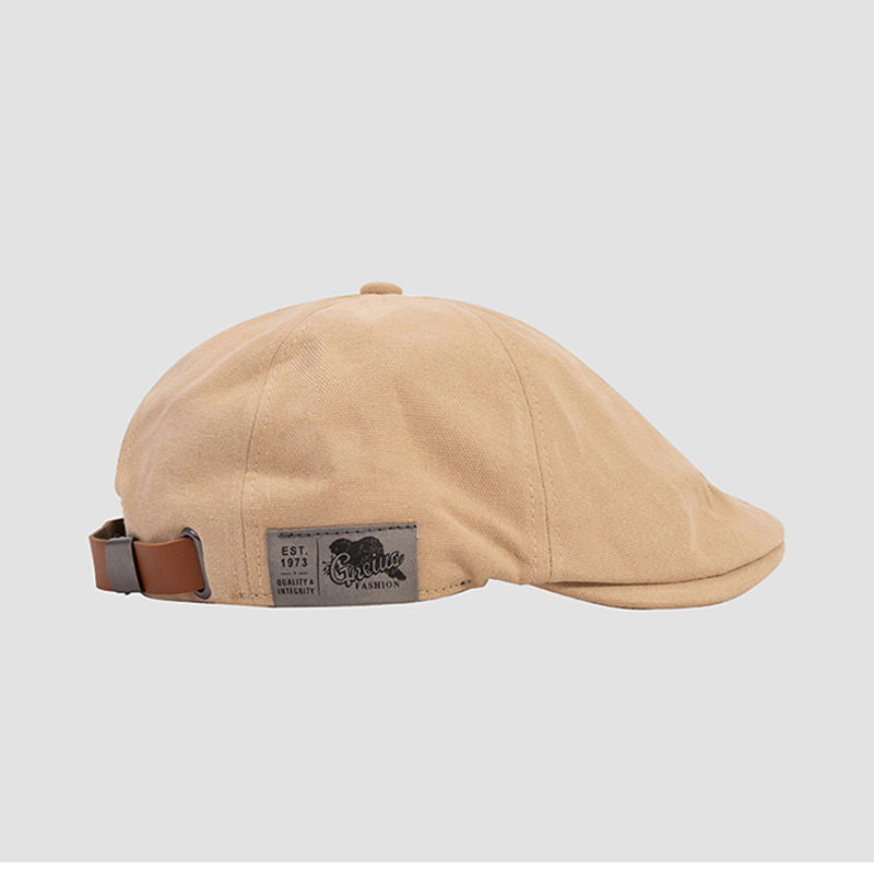 Men’s Japanese Retro Patchwork Beret – Vintage Forward-Facing Style - Urban Caps