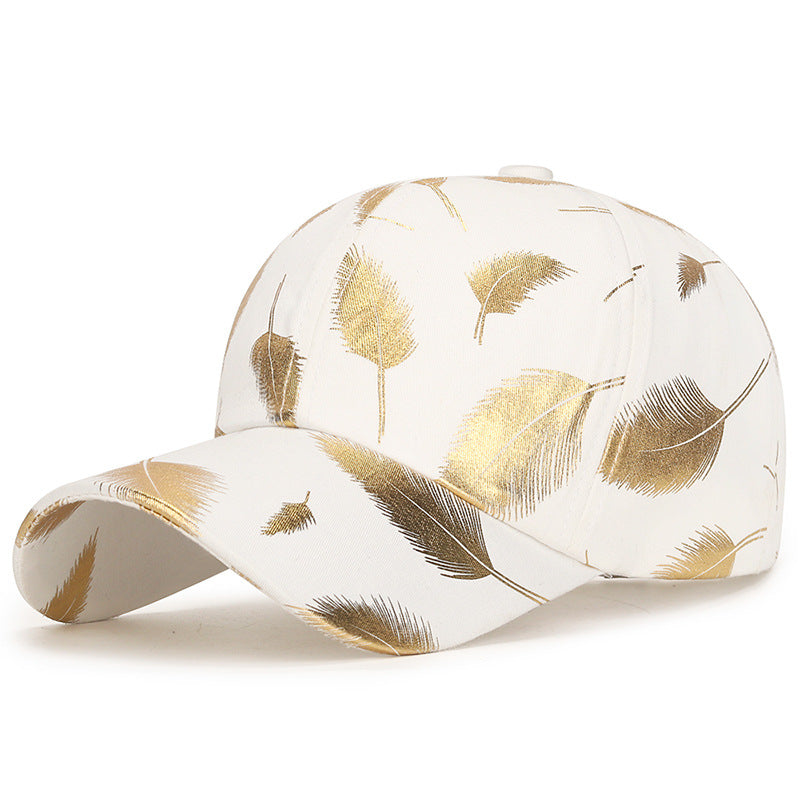 Men'S and Women'S Casual Spring and Summer Seasons Bronzing Feather Baseball Caps