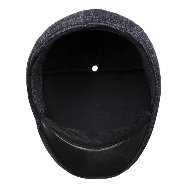 Men’s Winter Woolen Peaked Cap – Classic Plaid Design - Urban Caps