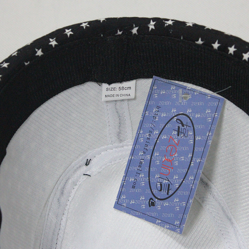 Star Print Hip Hop Belt Buckle Fedora Hat - Urban Caps