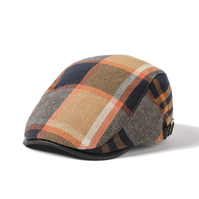 Retro Cotton Plaid Cap – Adjustable Spring/Autumn Style - Urban Caps