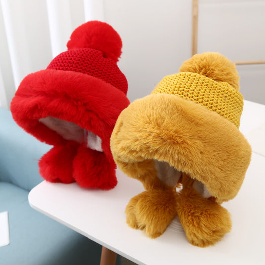 Women's Warm And Velvet Ear Protection Knitted Cold-proof Woolen Cute Princess Hat - Urban Caps