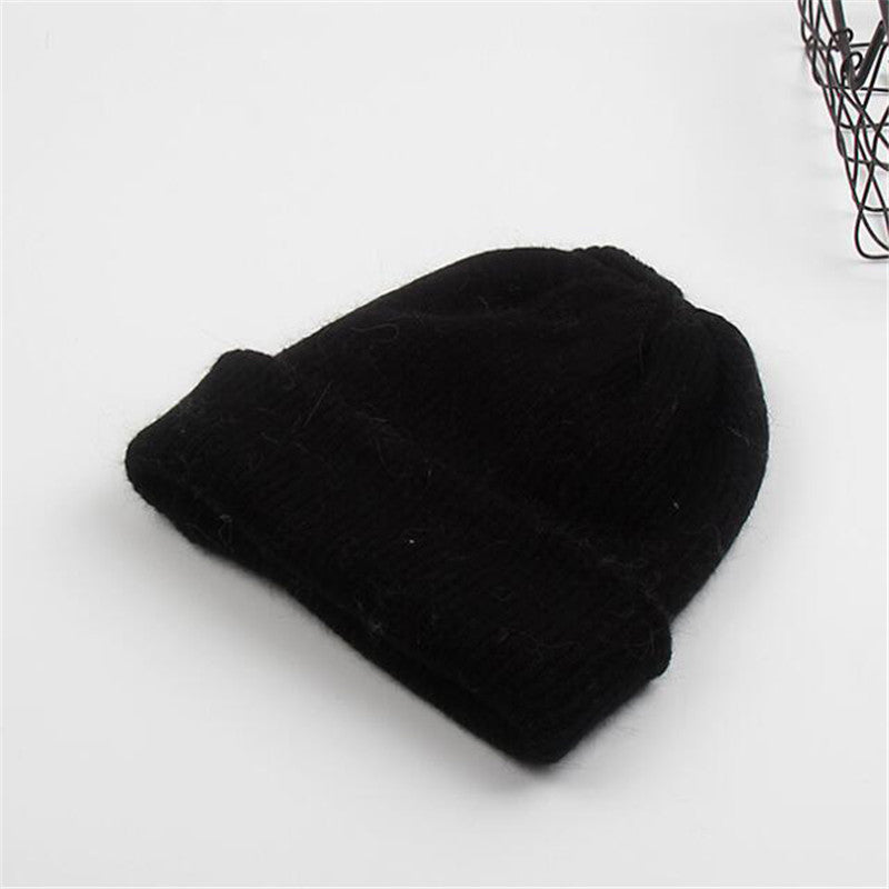 Angora Rabbit Fur Knitted Woolen Hat - Urban Caps