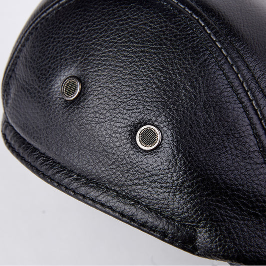 Men Genuine Cowhide With Ear Flaps Beret Hats - Urban Caps