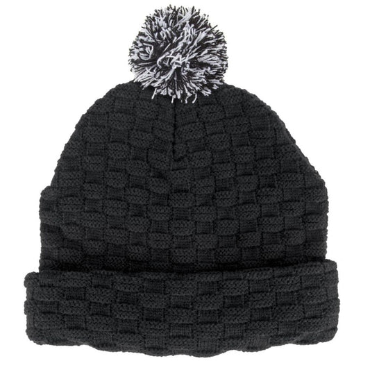Pom Pom Beanie – Double-Layer Winter Knit Hat with Cuff & Pom
