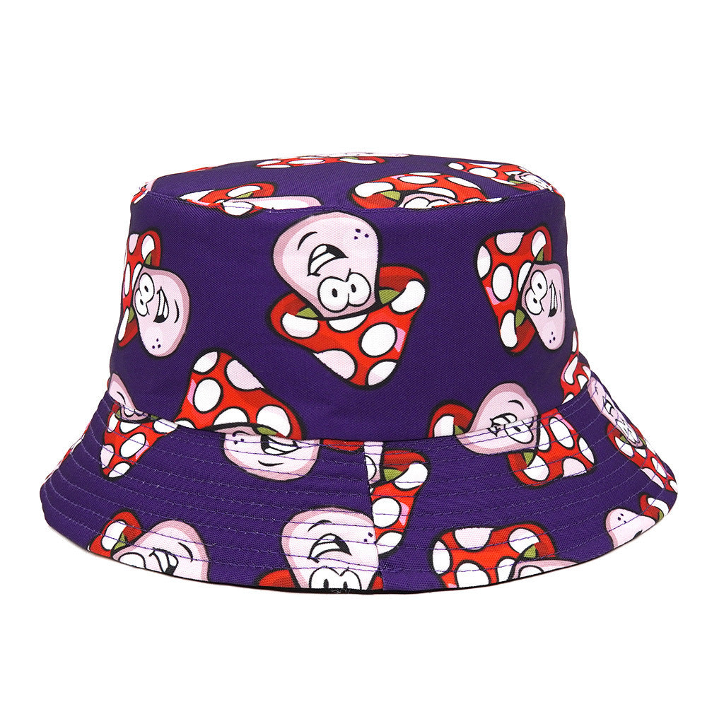 Bucket Cartoon Mushroom Double-sided Wear Bucket Hat - Urban Caps