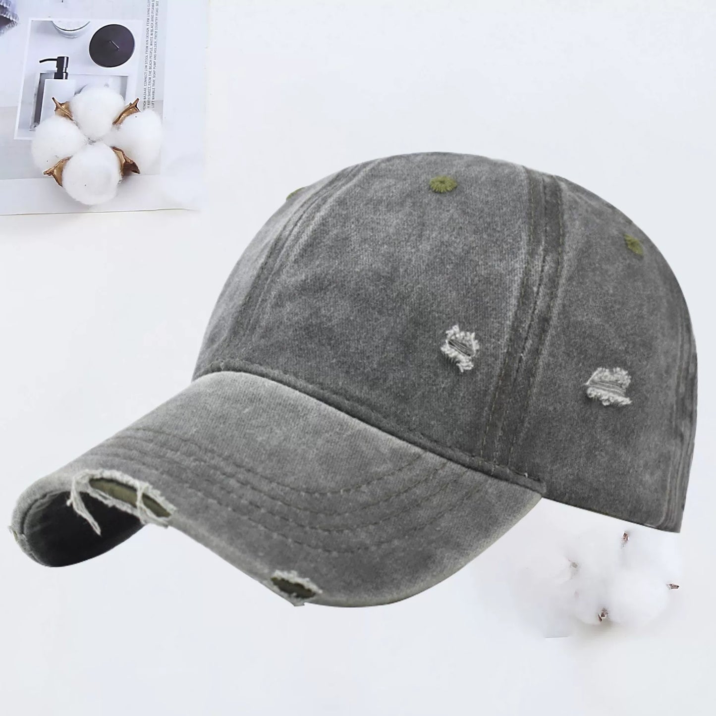 Outdoor Embroidered Printed Washed Hole Baseball Cap - Urban Caps