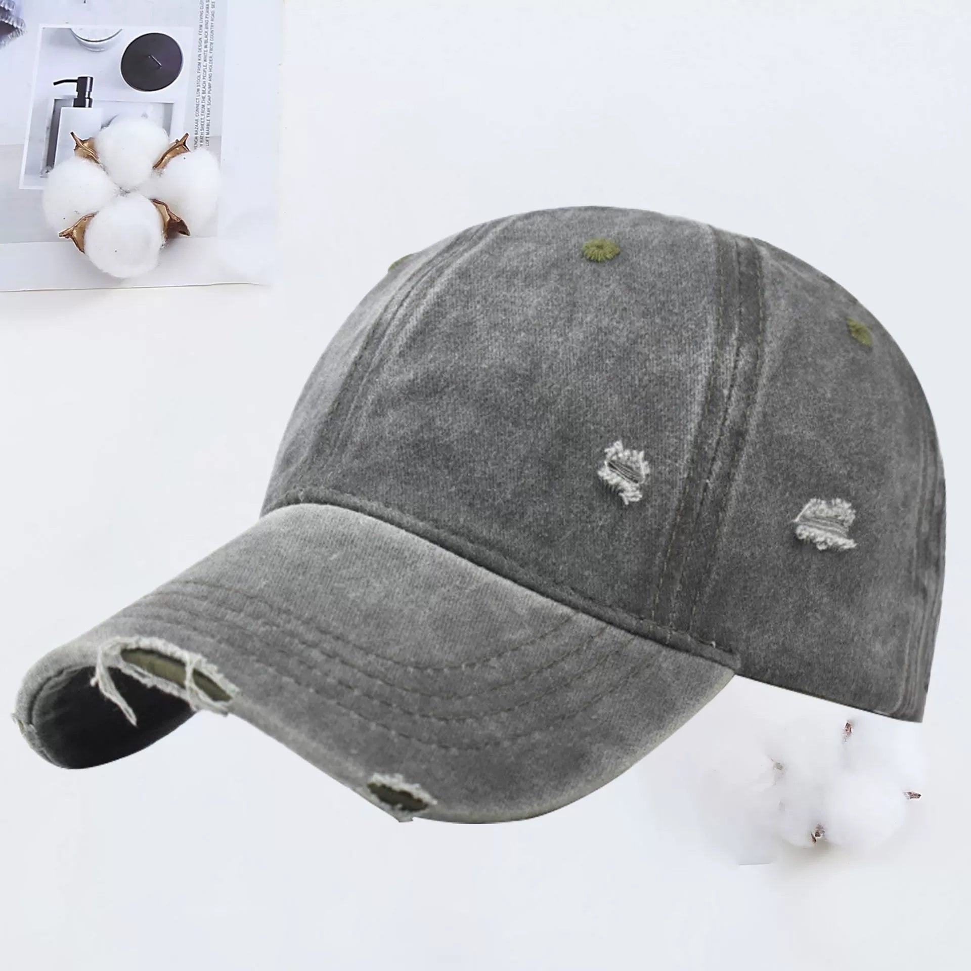 Outdoor Embroidered Printed Washed Hole Baseball Cap - Urban Caps