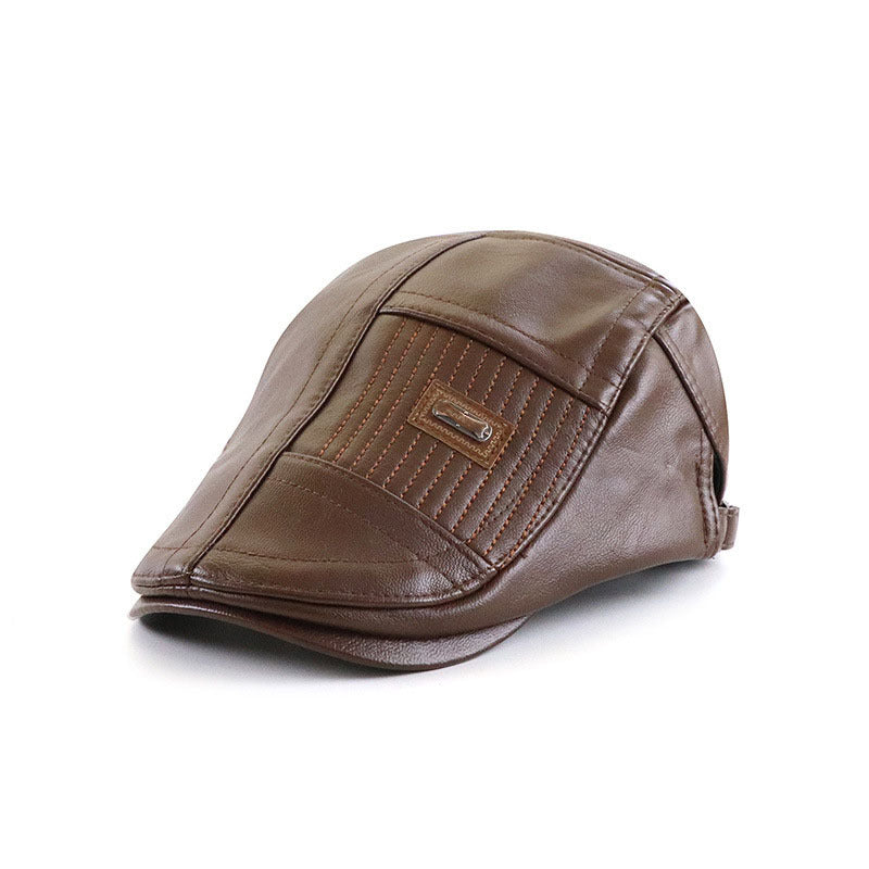Men’s PU Leather Duckbill Cap – Color Block Design | Adjustable Fit - Urban Caps