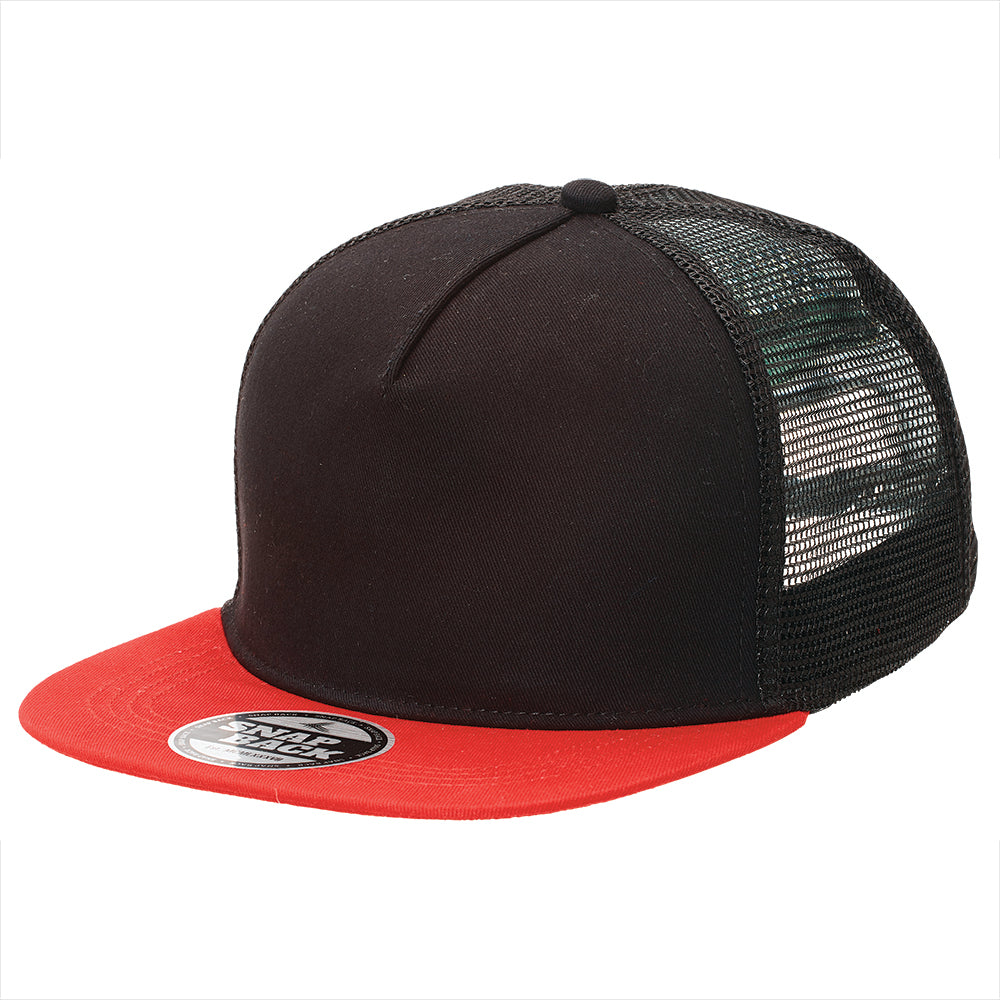 Chino Flat Peak Trucker Cap – Superior Chino Fabric, 6-Panel, Breathable Mesh, Adjustable Snapback - Urban Caps