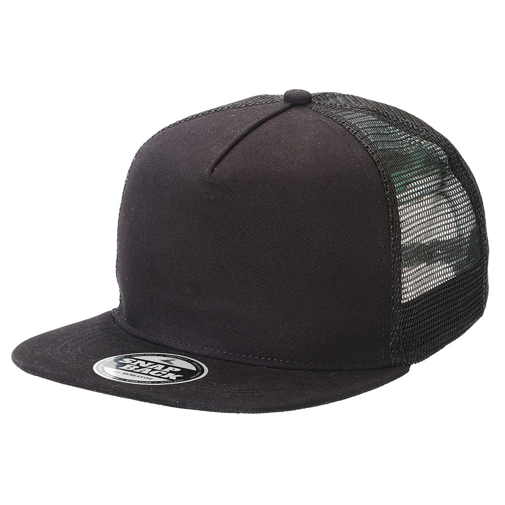 Chino Flat Peak Trucker Cap – Superior Chino Fabric, 6-Panel, Breathable Mesh, Adjustable Snapback - Urban Caps