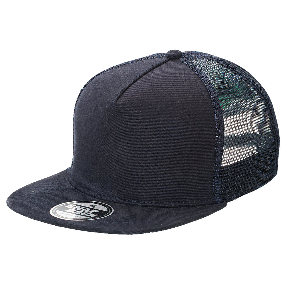 Chino Flat Peak Trucker Cap – Superior Chino Fabric, 6-Panel, Breathable Mesh, Adjustable Snapback - Urban Caps