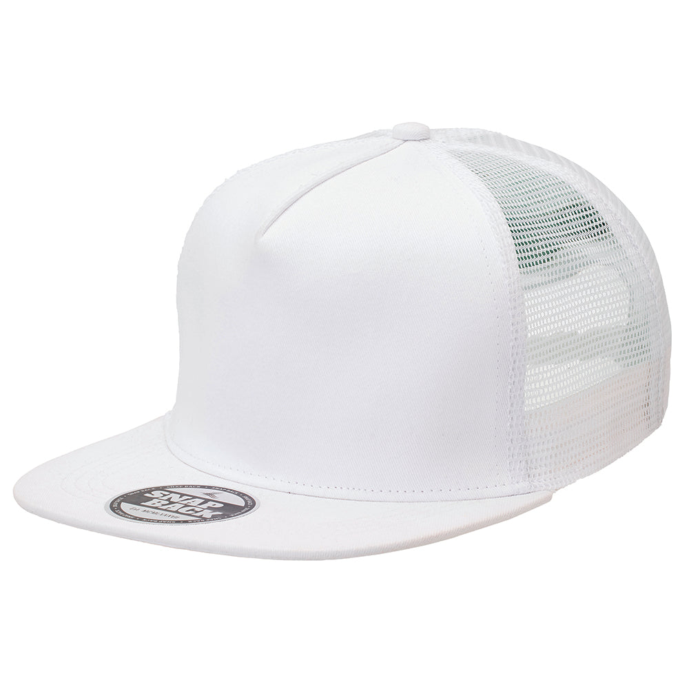 Chino Flat Peak Trucker Cap – Superior Chino Fabric, 6-Panel, Breathable Mesh, Adjustable Snapback - Urban Caps
