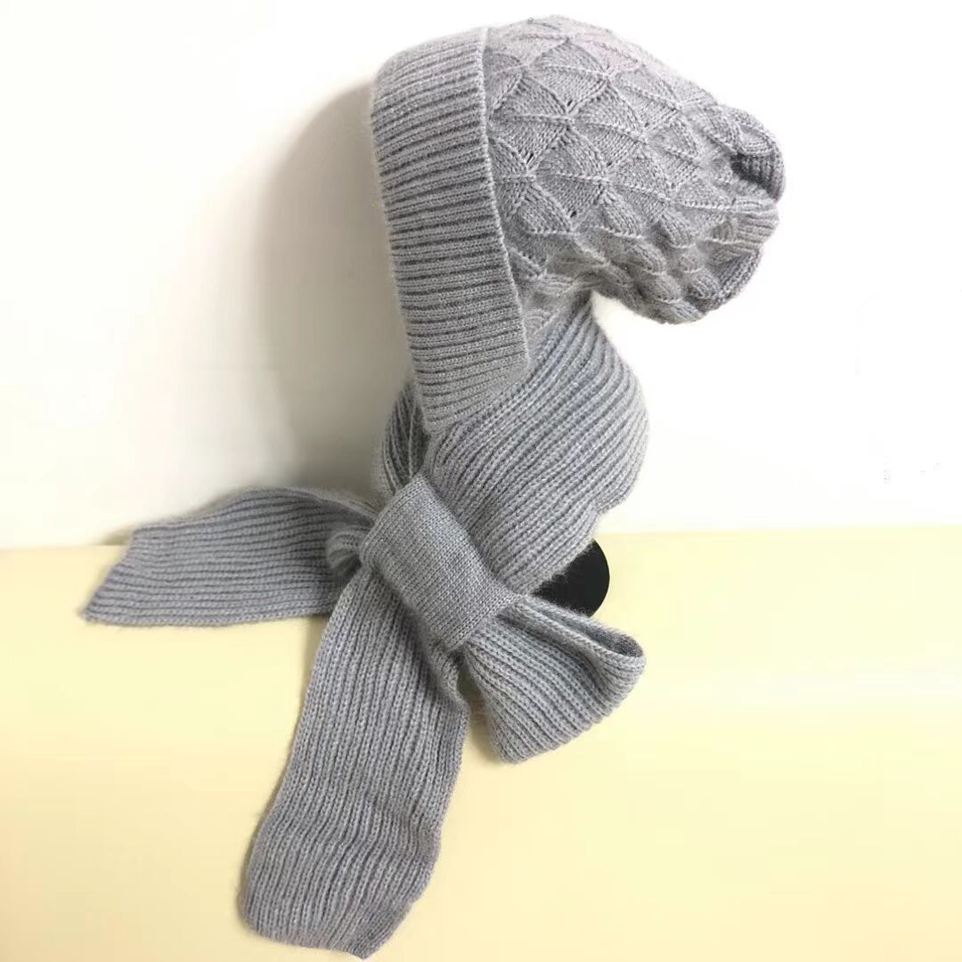 Women's  One-piece Hat With Scarf Warm Thickened Ears Protection  Woolen Cap - Urban Caps