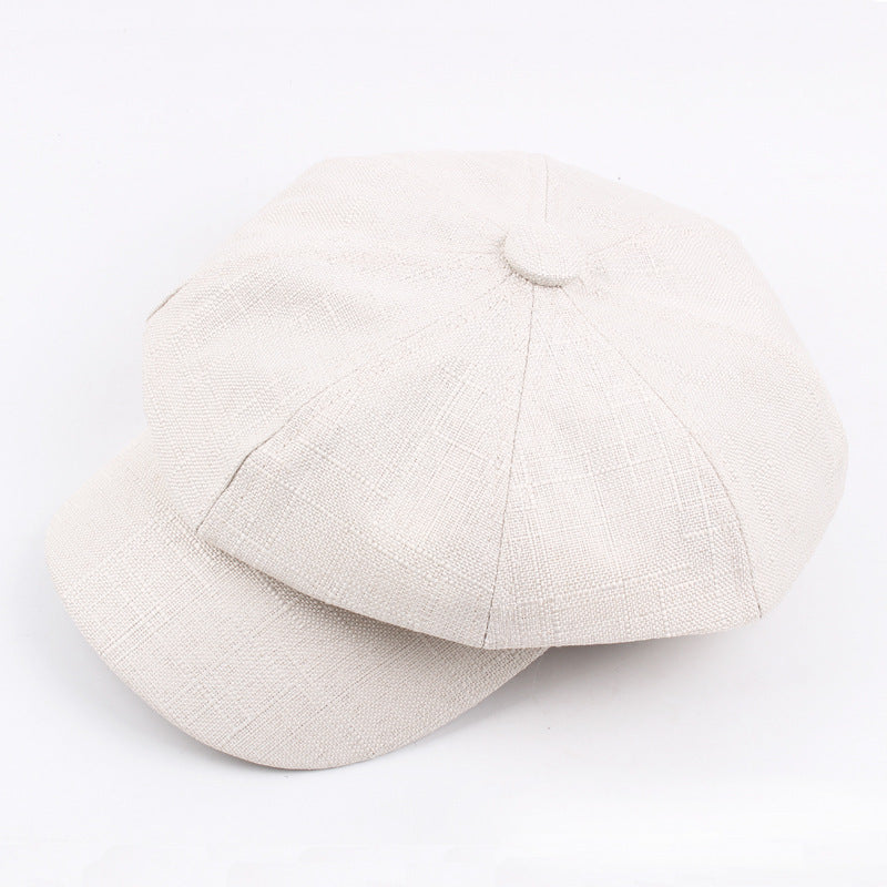 Autumn And Winter Cotton Hat Man Octagonal Korean Monochrome Outdoor Sunshade Beret Lady Painter - Urban Caps