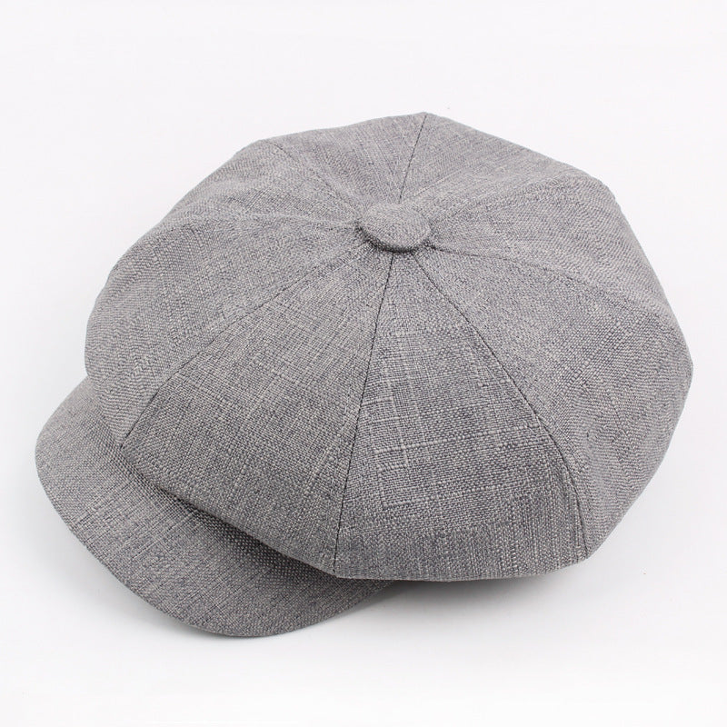 Autumn And Winter Cotton Hat Man Octagonal Korean Monochrome Outdoor Sunshade Beret Lady Painter - Urban Caps