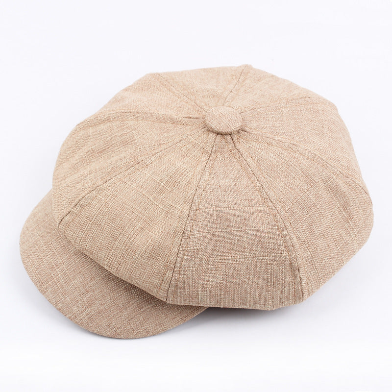 Autumn And Winter Cotton Hat Man Octagonal Korean Monochrome Outdoor Sunshade Beret Lady Painter - Urban Caps