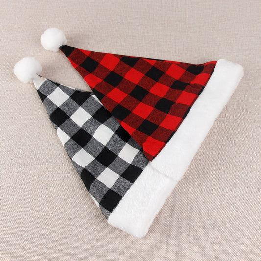 New Christmas Party Festive Hat Red Black And White Checkered - Urban Caps