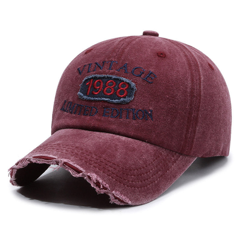 American Retro Soft Top Make Old Ripped Letter Embroidered Baseball Cap - Urban Caps