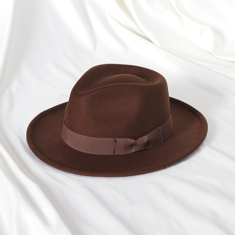Bowknot Top Hat Love Hat Head Felt Cap Small Curling Men's Top Hat Retro Jazz Hat - Urban Caps