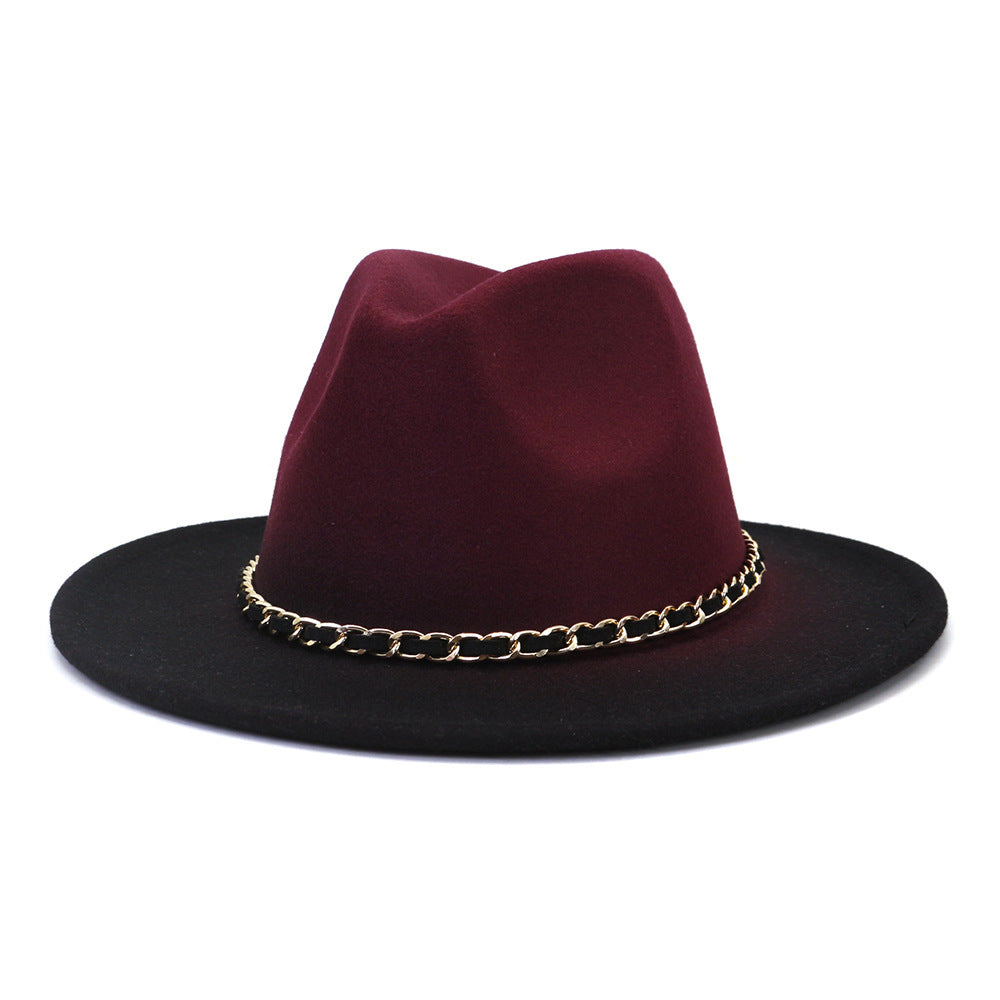 Painted Woolen Flat Brim Autumn And Winter British Style Fashion Fedora Hat - Urban Caps