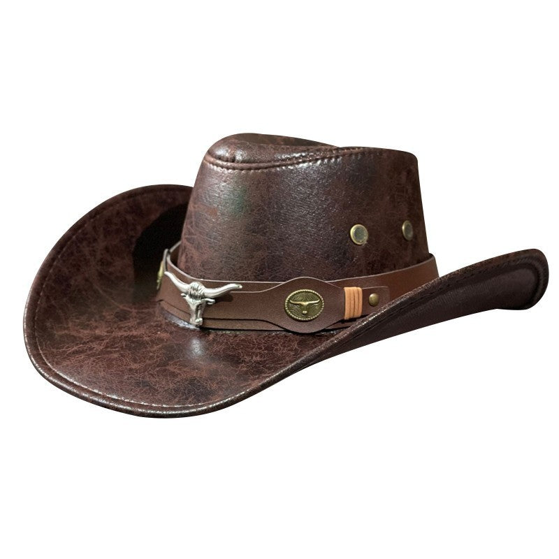 Bull Head Belt Rivet Jazz Sun Hat - Urban Caps