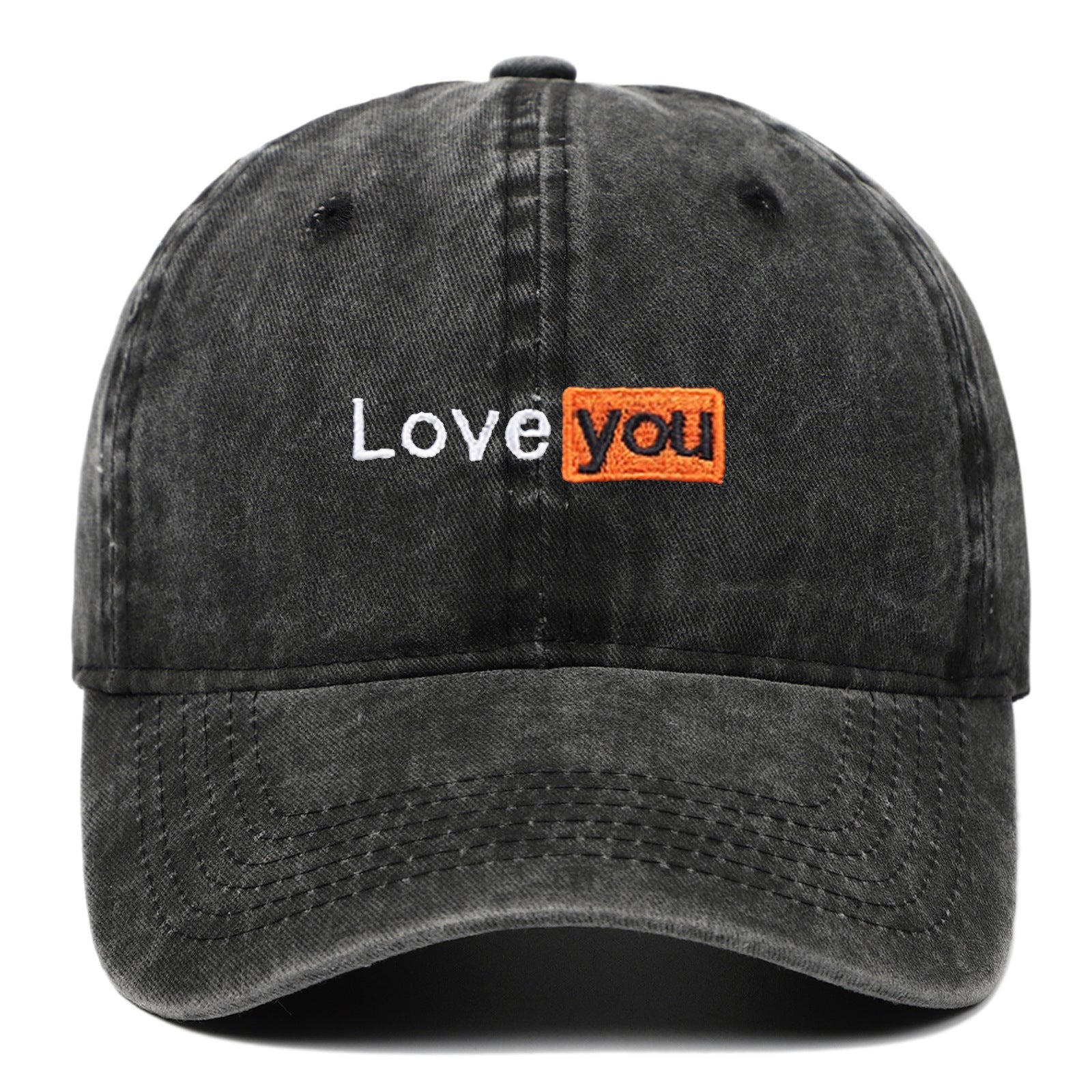 Love You Embroidered Hat Retro Distressed Soft Top - Urban Caps