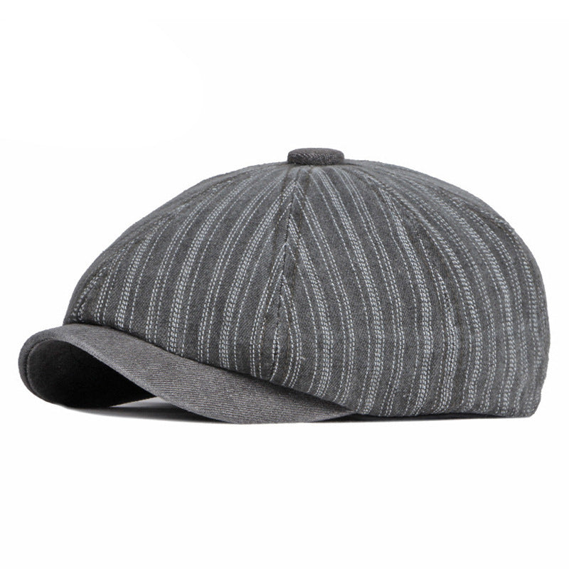 Spring And Autumn Washed Denim Octagonal Beret - Urban Caps