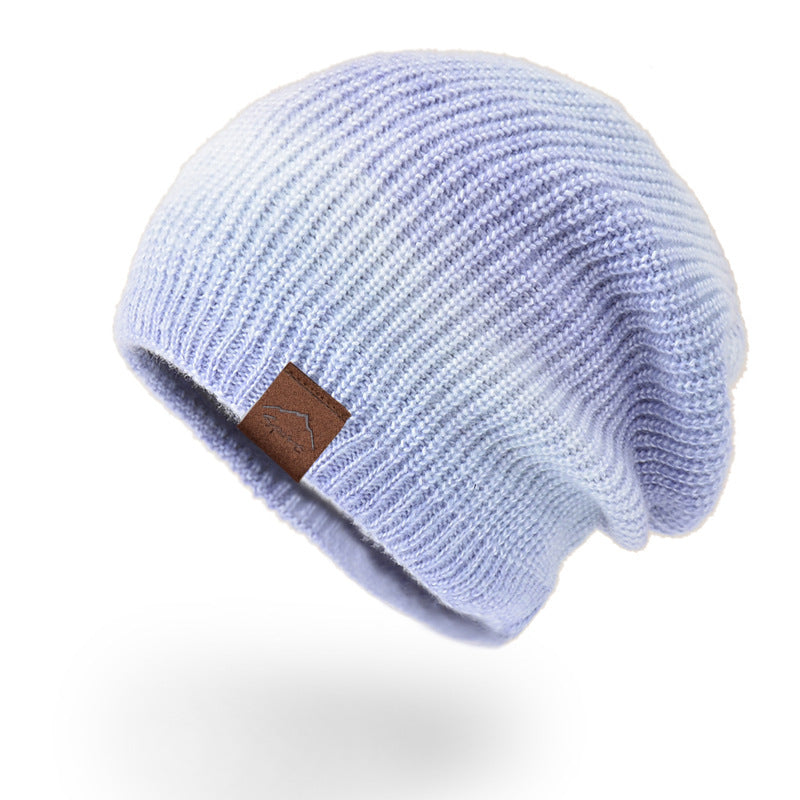 Knitted Gradient Tie-dye Warmth Rainbow Fashion Woolen Hat Women - Urban Caps