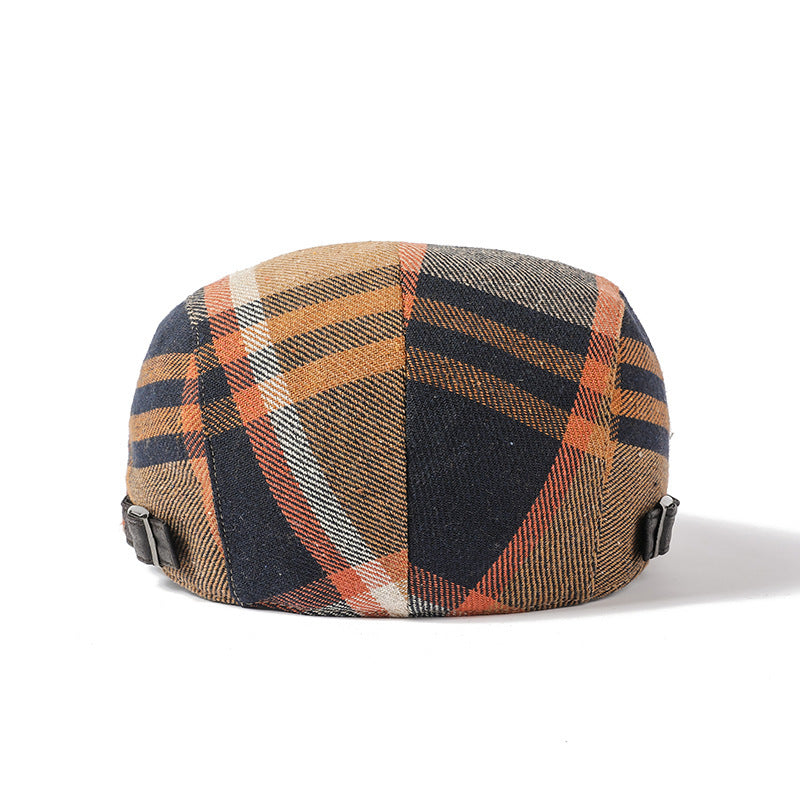 Retro Cotton Plaid Cap – Adjustable Spring/Autumn Style - Urban Caps