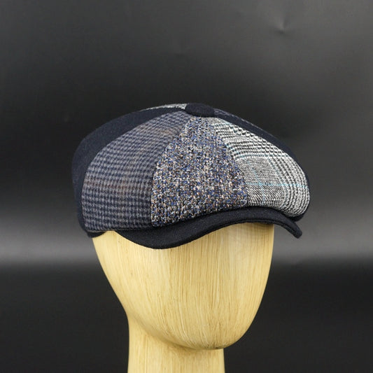 Retro Wool Blend Newsboy Cap – Octagonal Quilted Painter Hat for Women & Men
