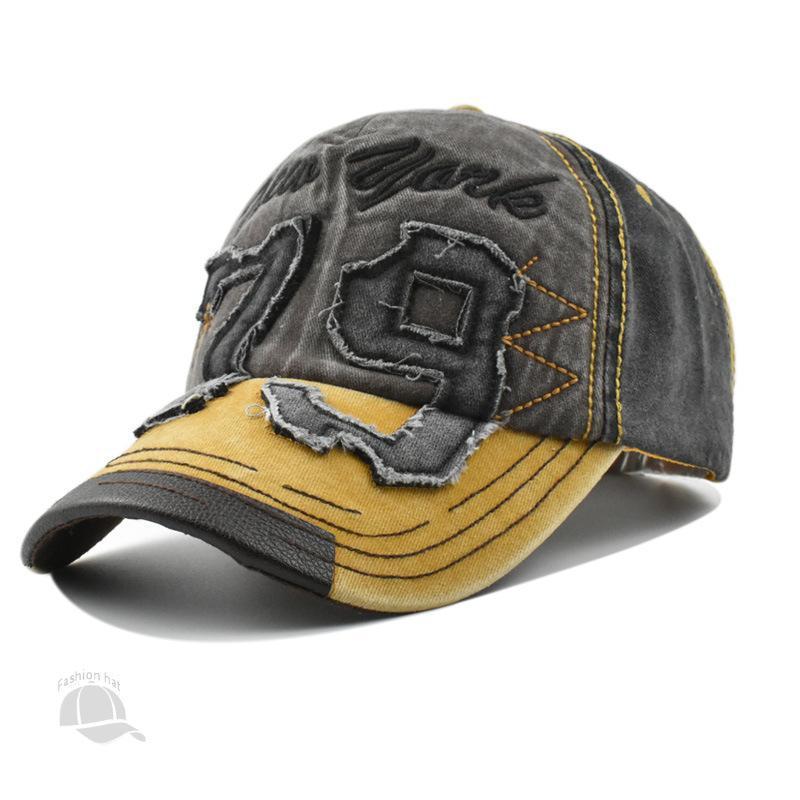 Men's Washed Letter Embroidery Baseball Cap - Urban Caps