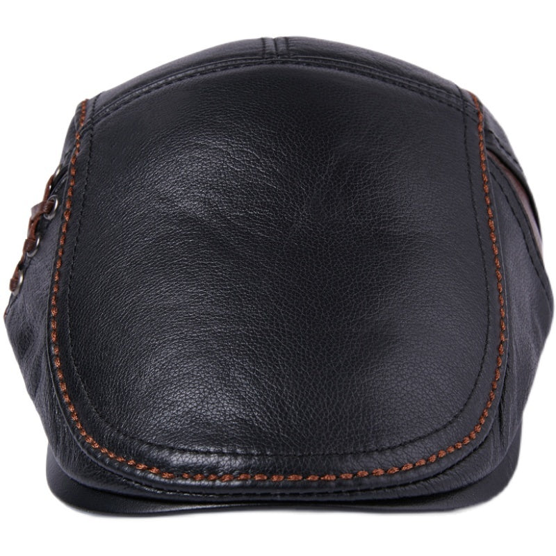 Men's Cowhide Beret Leather Hat - Urban Caps
