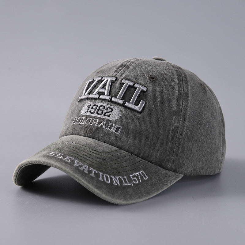 Letter Baseball Cap Cotton Denim Curved Brim Peaked - Urban Caps