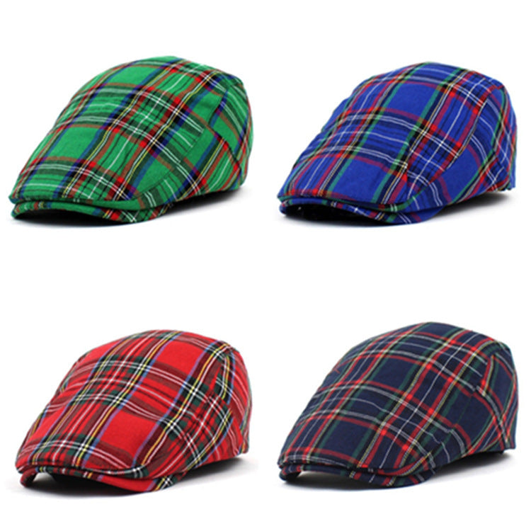 Women’s Art-Inspired Plaid Painter Hat – Contrast Patchwork Design - Urban Caps