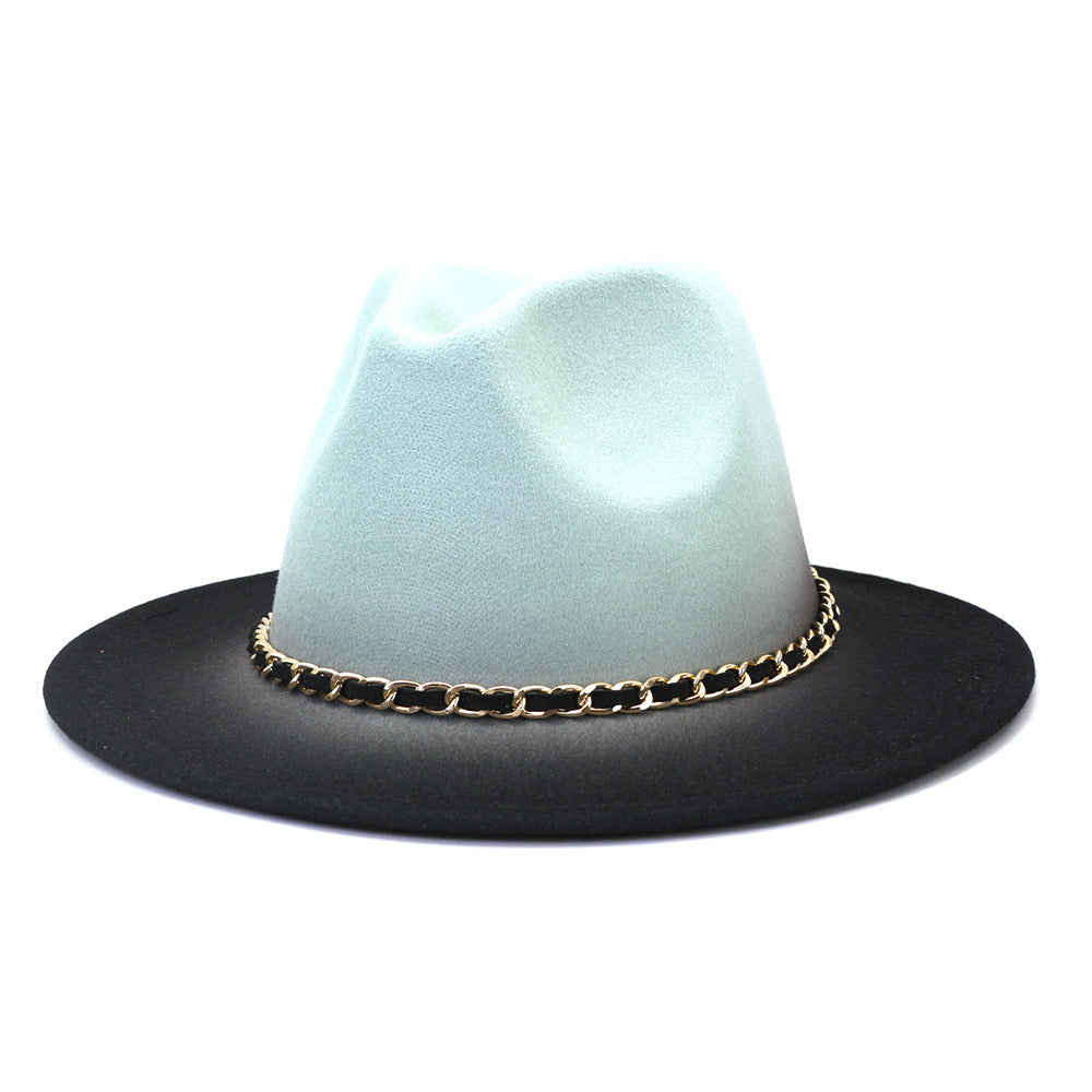 Painted Woolen Flat Brim Autumn And Winter British Style Fashion Fedora Hat - Urban Caps