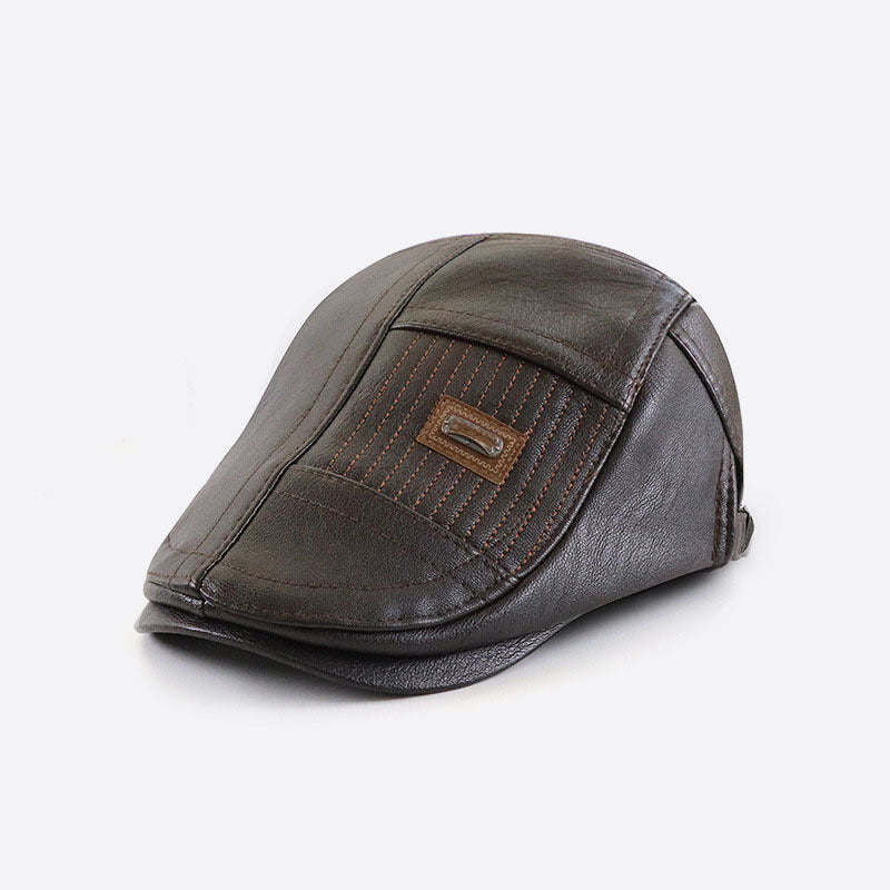Men’s PU Leather Duckbill Cap – Color Block Design | Adjustable Fit - Urban Caps