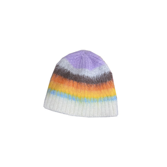 Striped Knitted Fisherman Hat Women's Autumn And Winter Warm Earlap Woolen Hat - Urban Caps