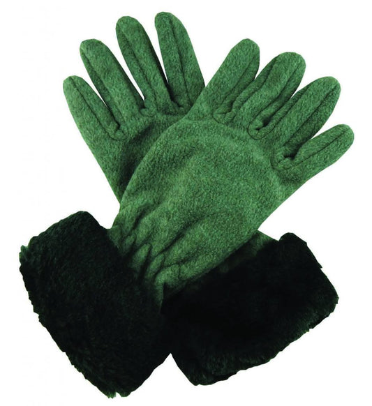 Polar Fleece Winter Gloves with Faux Fur Cuff