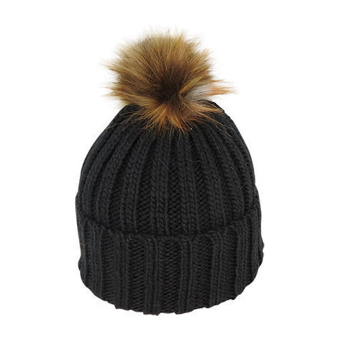 Premium Winter Knit Beanie with Faux Fur Pom - Urban Caps NZ