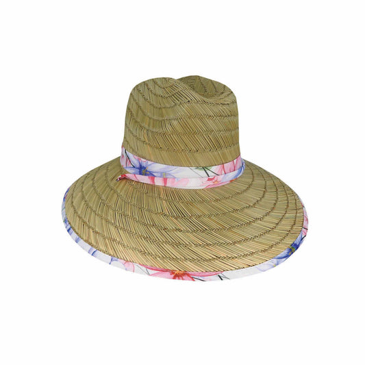 Lyndale Women’s Rush Straw Surf Hat with Wide Brim and Chin Tie