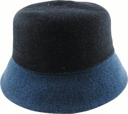 Wool Blend Two-Tone Small Brim Cloche Hat