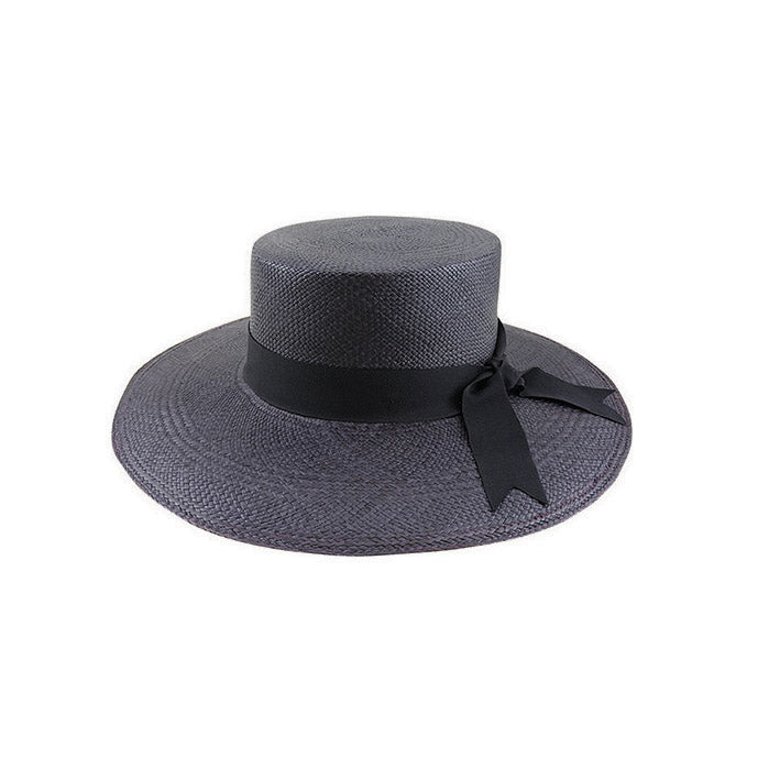 Ashbury Brisa Grade 3 Toquilla Straw Boater Hat with Petersham Tails and 9.5cm Brim