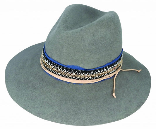 Women’s Wool Felt Fedora Hat with Layered Band and Raw Brim – Nyla by Maddison Avenue