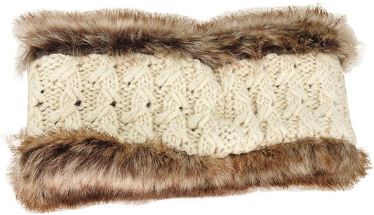 Cable Knit Acrylic Headband with Faux Fur Lining