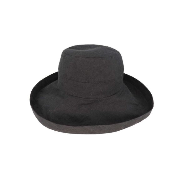 Breton Style Hemp Sun Hat with Wide Turned Brim and Adjustable Fit