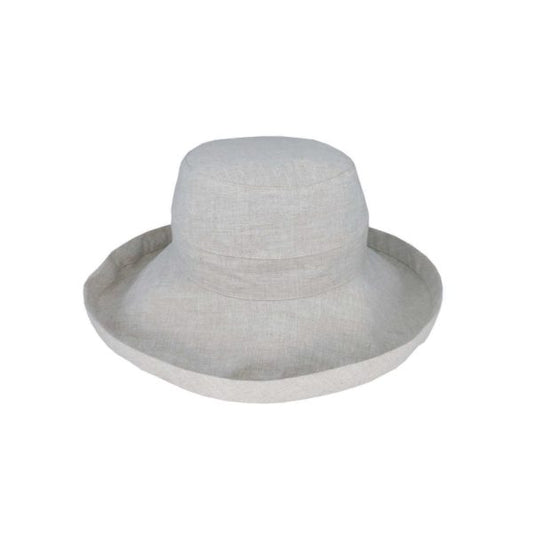 Breton Style Hemp Sun Hat with Wide Turned Brim and Adjustable Fit