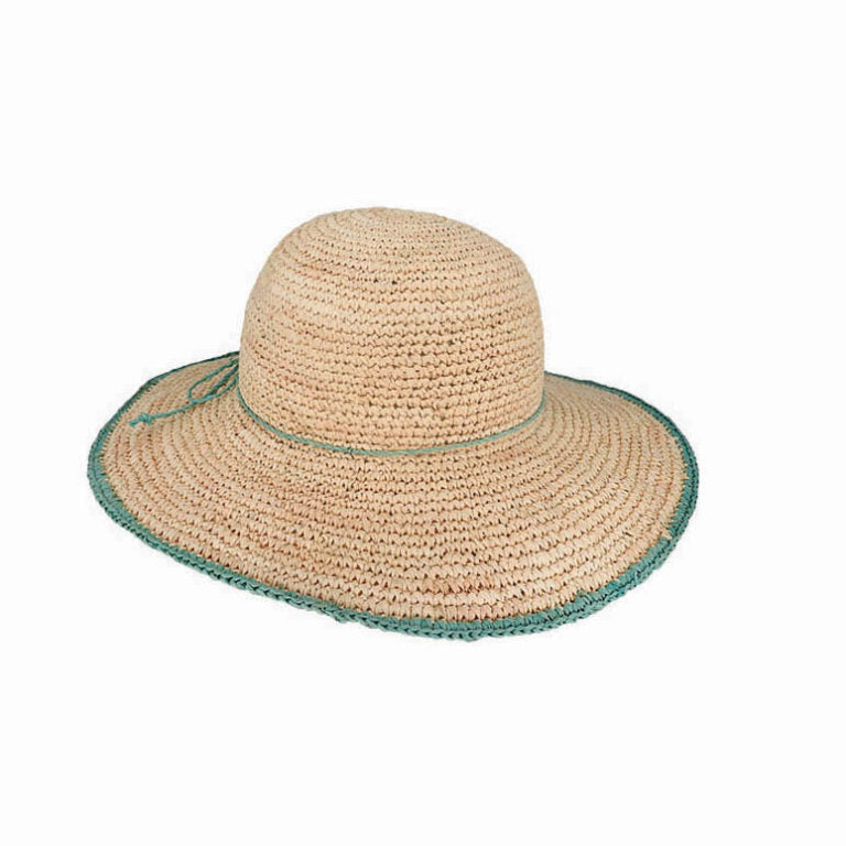 Carly Crochet Raffia Wide Brim Hat with Adjustable Fit
