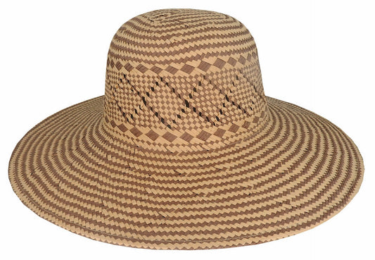 Women's Lightweight Pattern Weave Capeline Hat – Natural Toyo Straw with Wide Brim and UPF 50+ Sun Protection