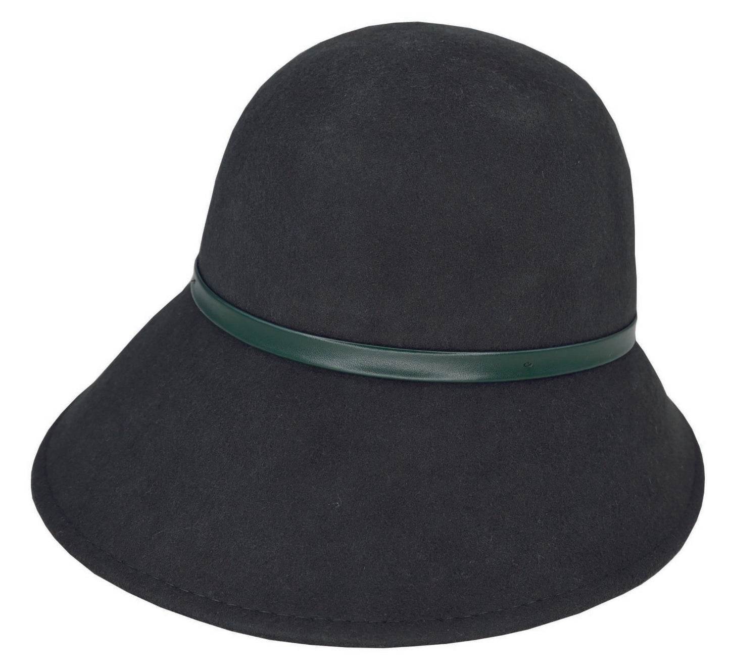 Women’s Wool Felt Cloche Hat – Classic Bell Shape with Faux Leather Band